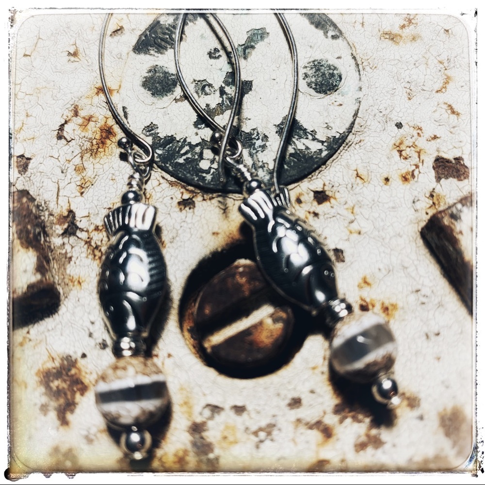 OOAK STERLING EARWIRES Fish Earrings by Susan Ray